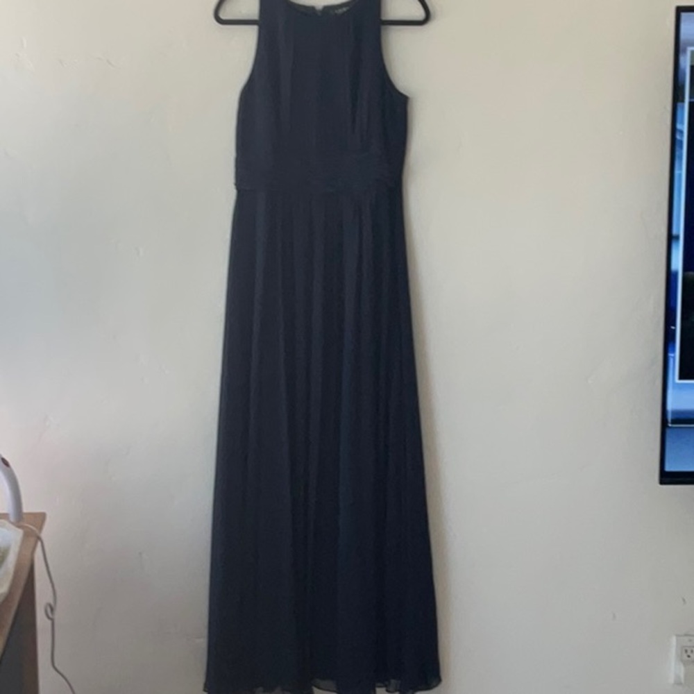 Ralph Lauren Black Pleated Halter Maxi Dress